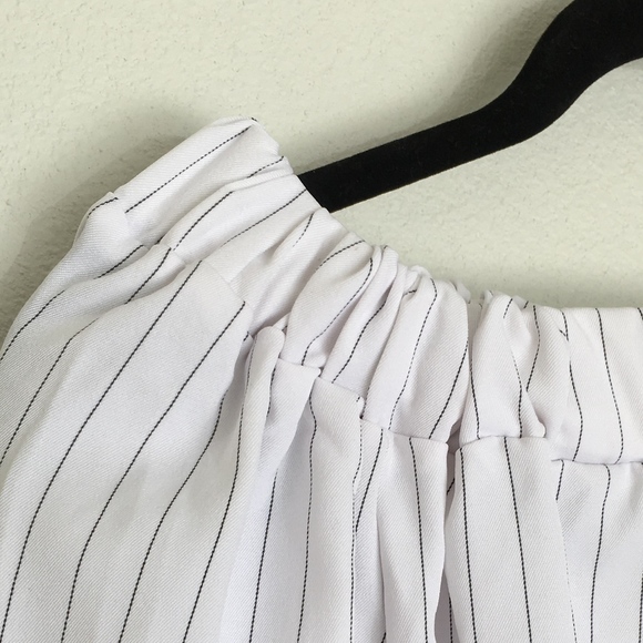 Yes Baby Off Shoulder Top White Pinstriped Blouse - Picture 5 of 6